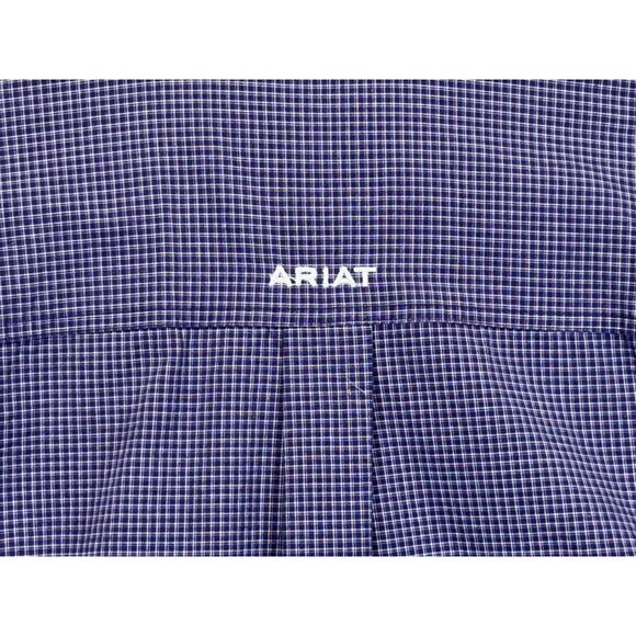 Ariat Pro Series Shirt Men's Small Blue Purple Plaid Stretch Western Button Down - Picture 6 of 14